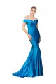 Sleeveless Peacock Blue Mermaid Off the Shoulder Formal Dress