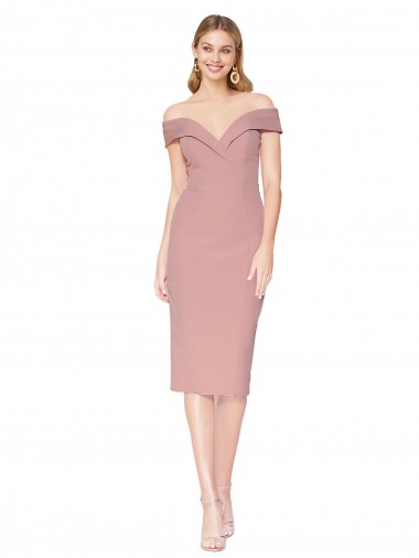 Affordable Sleeveless Dusty Pink Mermaid Off the Shoulder Black Tie Formal Dress Canada