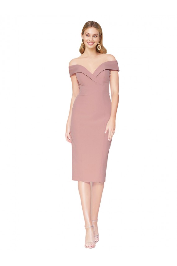 Sleeveless Dusty Pink Mermaid Off the Shoulder Black Tie Formal Dress
