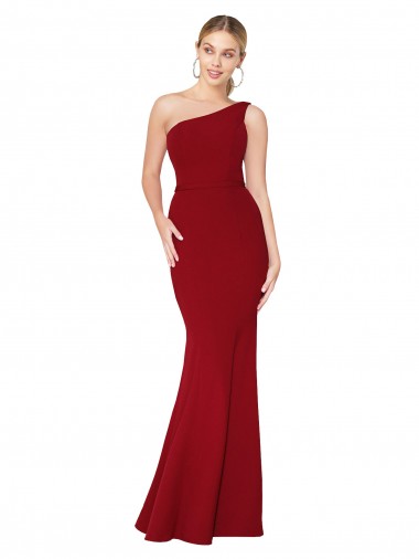 Affordable Sleeveless Burgundy Mermaid One Shoulder Formal Dress Canada