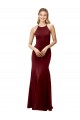 Sleeveless Burgundy Gold Criss Cross Back Mermaid Halter Neck Formal Dress