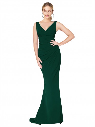 Affordable Sleeveless Midnight Green Mermaid V-Neck Formal Dress Canada