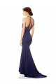 Sleeveless Navy Blue Mermaid Halter Neck Formal Dress