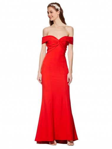 Affordable Sleeveless Red Mermaid Off the Shoulder Formal Gowns Canada