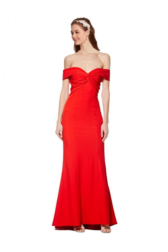 Sleeveless Red Mermaid Off the Shoulder Formal Gowns