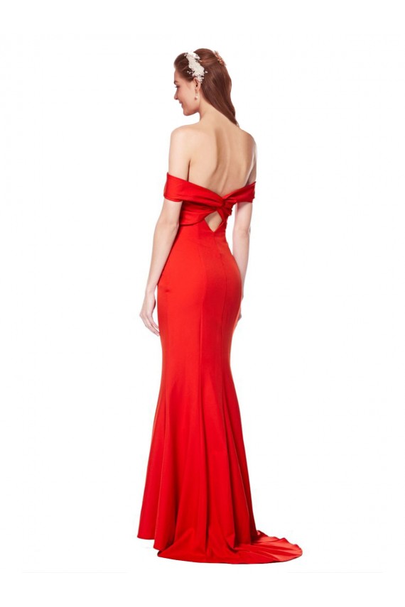 Sleeveless Red Mermaid Off the Shoulder Formal Gowns