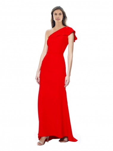 Affordable Sleeveless Red Mermaid One Shoulder Formal Dress Canada
