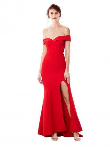 Affordable Sleeveless Red Mermaid Off the Shoulder Formal Dress Canada