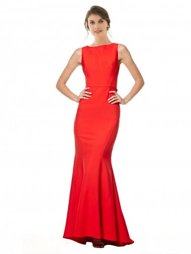 Affordable Sleeveless Red Open Back Mermaid Halter Neck Formal Dress Canada