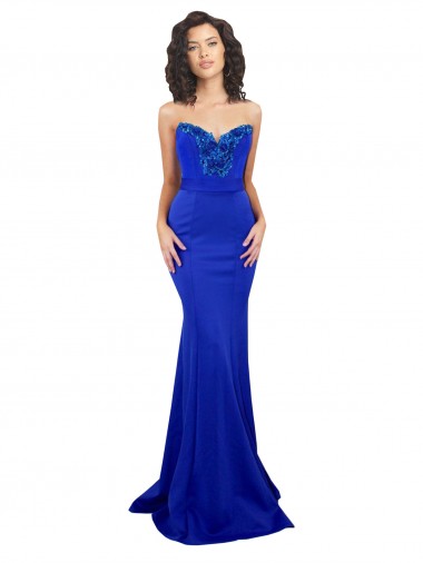 Affordable Sleeveless Royal Blue Low Back Mermaid Sweetheart Formal Dress Canada