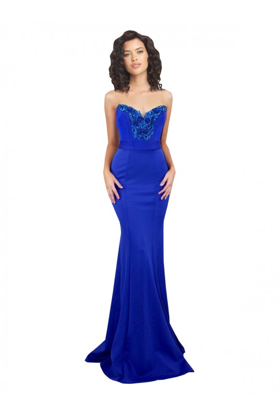 Sleeveless Royal Blue Low Back Mermaid Sweetheart Formal Dress