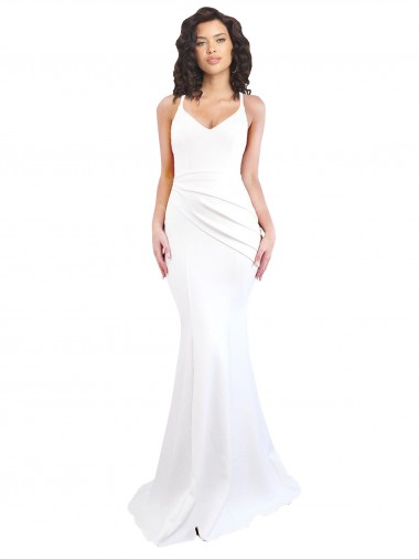 Affordable Sleeveless White Low Back Mermaid Spaghetti Straps Black Tie Formal Dress Canada