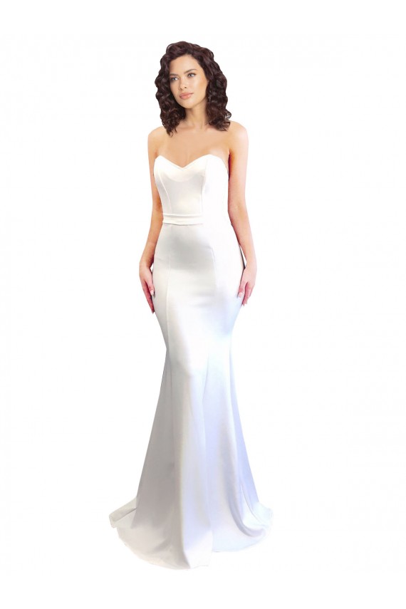 Sleeveless White Low Back Mermaid Sweetheart Formal Dress
