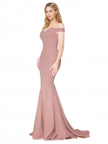 Affordable Sleeveless Dusty Pink Mermaid Off the Shoulder Formal Dress Canada