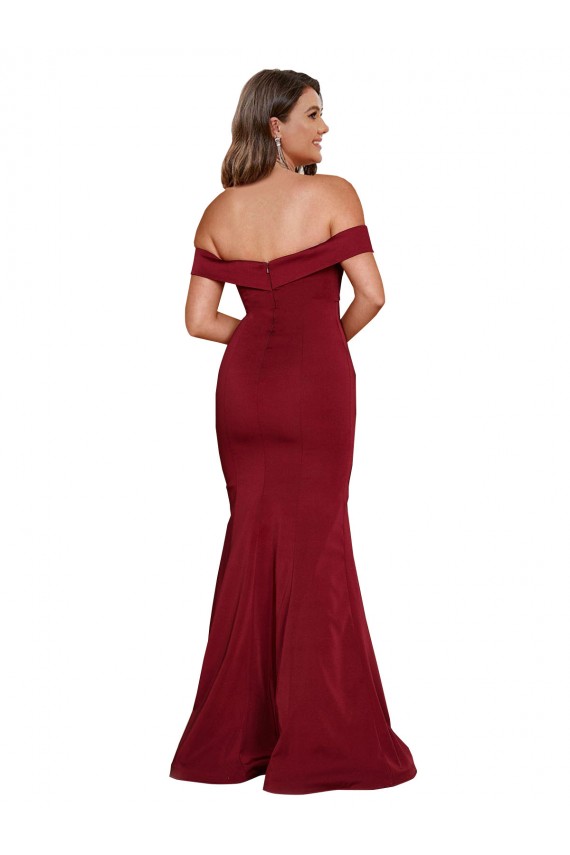 Sleeveless Burgundy Mermaid Off the Shoulder Formal Plus Size Formal Dress