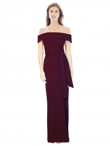 Affordable Sleeveless Burgundy Gold Low Back Mermaid Off the Shoulder Formal Dress Canada