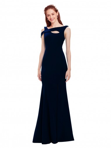 Affordable Sleeveless Dark Navy Mermaid Off the Shoulder Formal Dress Canada