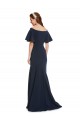 Short Sleeves Dark Navy Mermaid Off the Shoulder Formal Dress