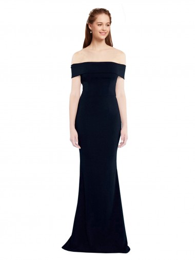 Affordable Sleeveless Dark Navy Keyhole Back Mermaid Off the Shoulder Formal Dress Canada