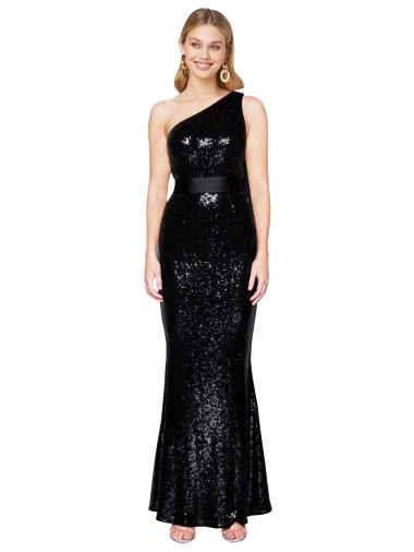 Affordable Sleeveless Black Mermaid One Shoulder Formal Dress Canada