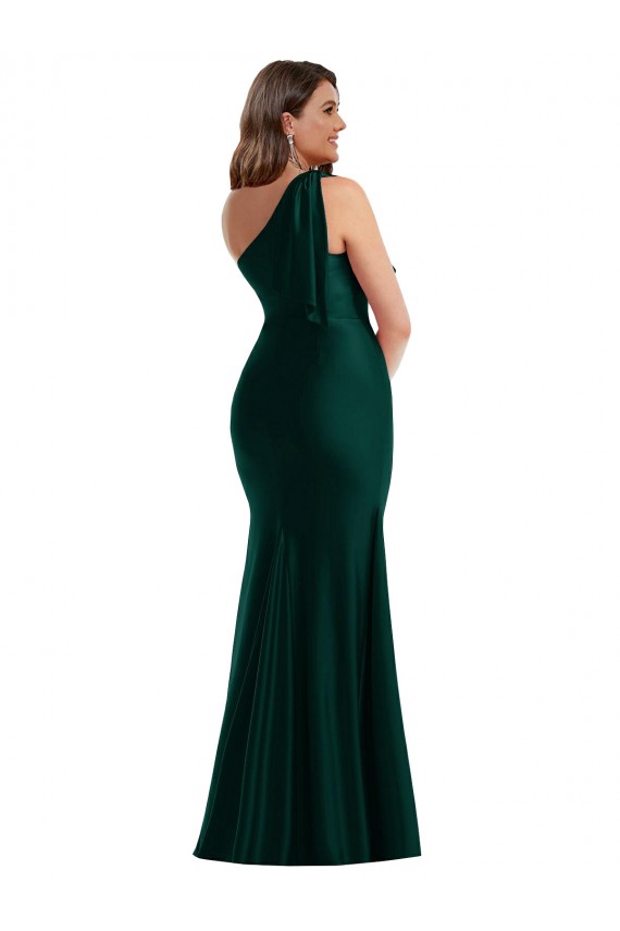 Sleeveless Ever Green Mermaid One Shoulder Formal Plus Size Formal Dress