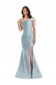 Sleeveless Light Sky Blue Mermaid One Shoulder Formal Dress