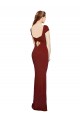 Cap Sleeves Burgundy Keyhole Back Mermaid Round Neck Formal Dress