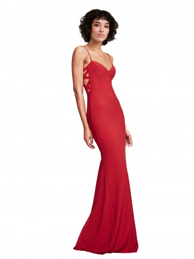 Affordable Sleeveless Red Mermaid Spaghetti Straps Formal Dress Canada