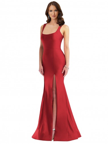 Affordable Sleeveless Red Mermaid Square Neck Formal Plus Size Formal Dress Canada