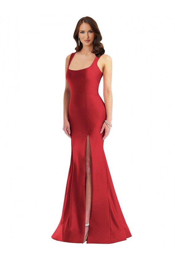 Sleeveless Red Mermaid Square Neck Formal Plus Size Formal Dress