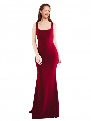 Affordable Sleeveless Burgundy Mermaid Square Neck Formal Dress Canada