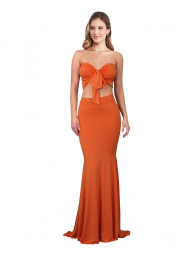Affordable Sleeveless Orange Mermaid Strapless Formal Dress Canada