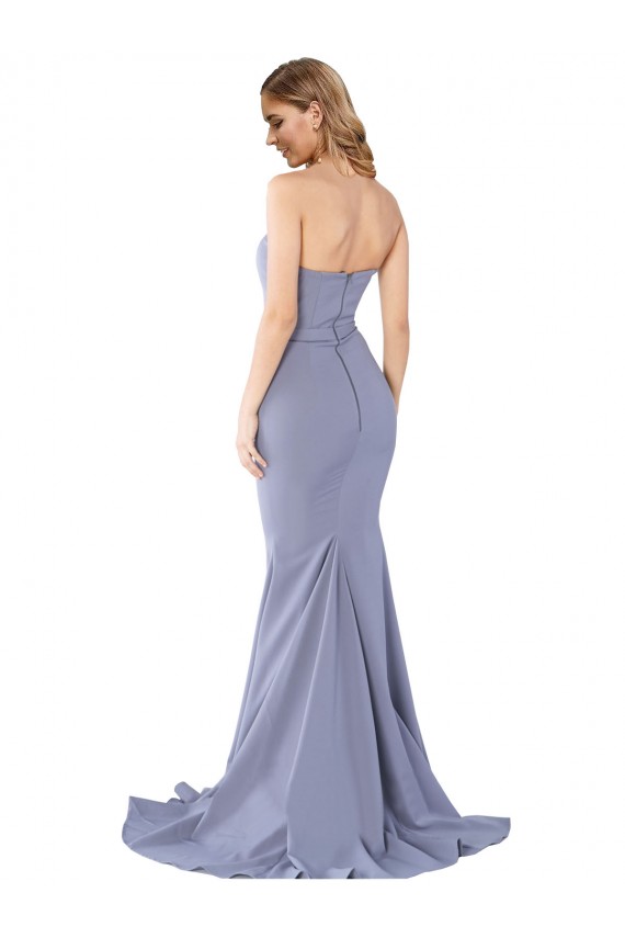 Sleeveless Smoke Blue Low Back Mermaid Sweetheart Formal Dress