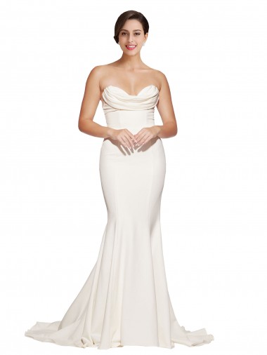 Affordable Sleeveless Ivory Low Back Mermaid Cowl Neck Formal Dress Canada
