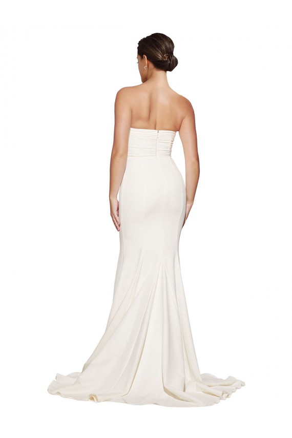Sleeveless Ivory Low Back Mermaid Cowl Neck Formal Dress