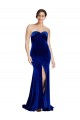 Sleeveless Royal Blue Low Back Mermaid Stretch Velvet Sweetheart Formal Dress