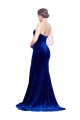 Sleeveless Royal Blue Low Back Mermaid Stretch Velvet Sweetheart Formal Dress