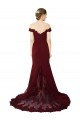 Sleeveless Burgundy Gold V-Back Mermaid Off the Shoulder Formal Dress