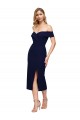 Sleeveless Dark Navy Mermaid Stretch Crepe Off the Shoulder Formal Dress