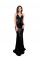 Sleeveless Black Criss Cross Open Back Mermaid V-Neck Black Tie Formal Dress
