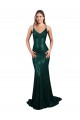 Sleeveless Dark Green Low Back Mermaid V-Neck Formal Dress