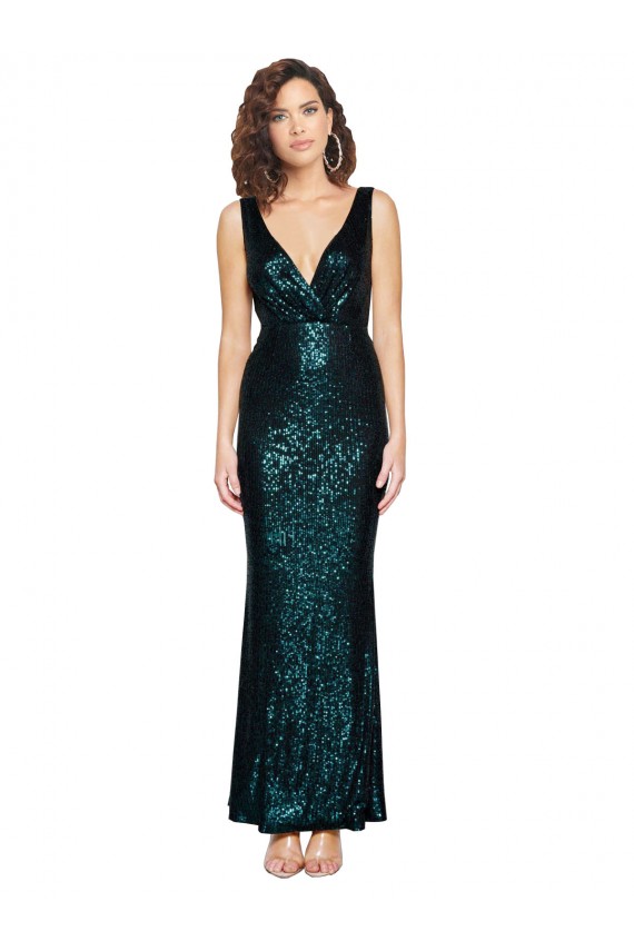 Sleeveless Dark Green Mermaid V-Neck Formal Dress