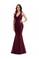 Sleeveless Burgundy Open Back Mermaid V-Neck Formal Plus Size Formal Dress