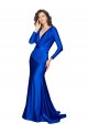 Long Sleeves Royal Blue V-Back Mermaid V-Neck Formal Dress