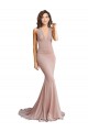 Sleeveless Dusty Pink Low Back Mermaid V-Neck Formal Dress