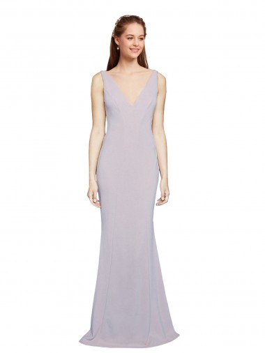Affordable Sleeveless Arctic Lilac Keyhole Back Mermaid V-Neck Formal Dress Canada