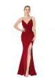 Sleeveless Burgundy V-Back Mermaid High Neck Formal Dress
