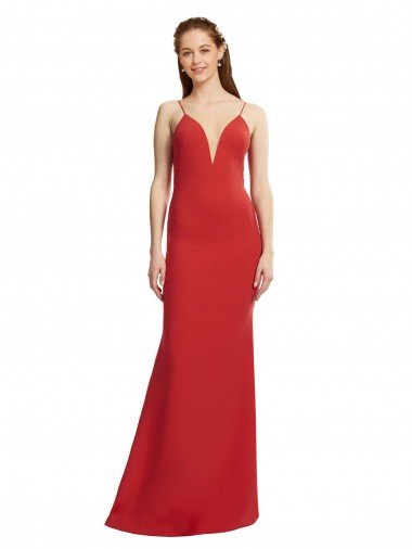 Affordable Sleeveless Red Open Back Mermaid Spaghetti Straps Formal Dress Canada
