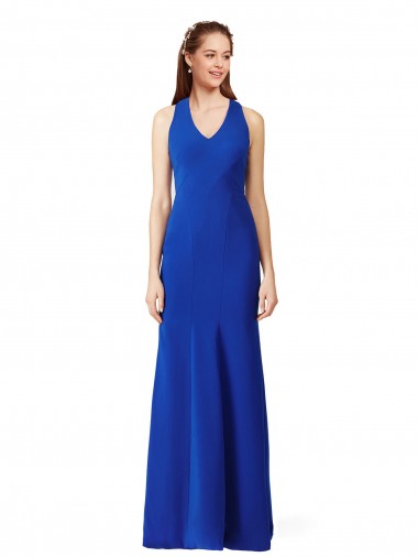 Affordable Sleeveless Royal Blue Mermaid V-Neck Formal Dress Canada