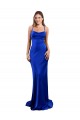 Sleeveless Royal Blue Criss Cross Open Back Sheath Cowl Neck Formal Dress